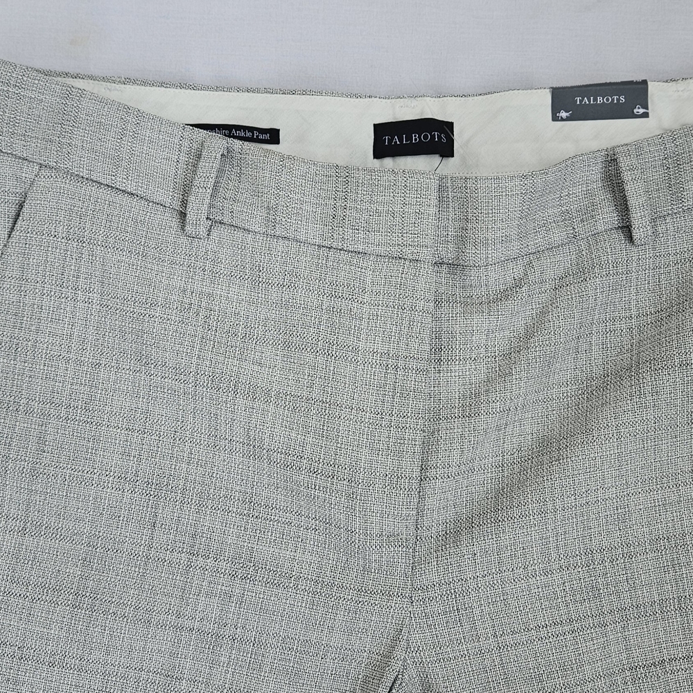 Talbots Hampshire Ankle Pants 14P NWT Gray Tweed Straight Leg Career Office Peti - Picture 3 of 15